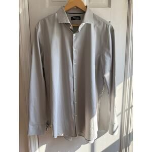 Nordstrom Tech-Smart Extra Slim Fit Dress Shirt Gray Size 17 34/35 EUC